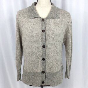 United Knitwear Co Cardigan Sweater Womens Size Small Beige Cotton Linen Blend